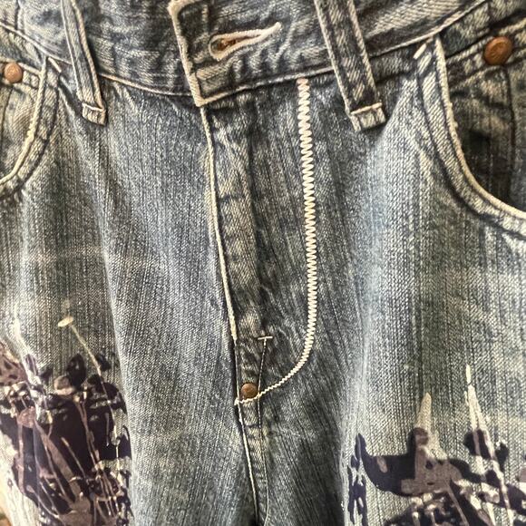 Akademiks Paint Splatter Jeans Mens Size 32 Relaxed Fit Medium Wash Casual - Picture 9 of 13